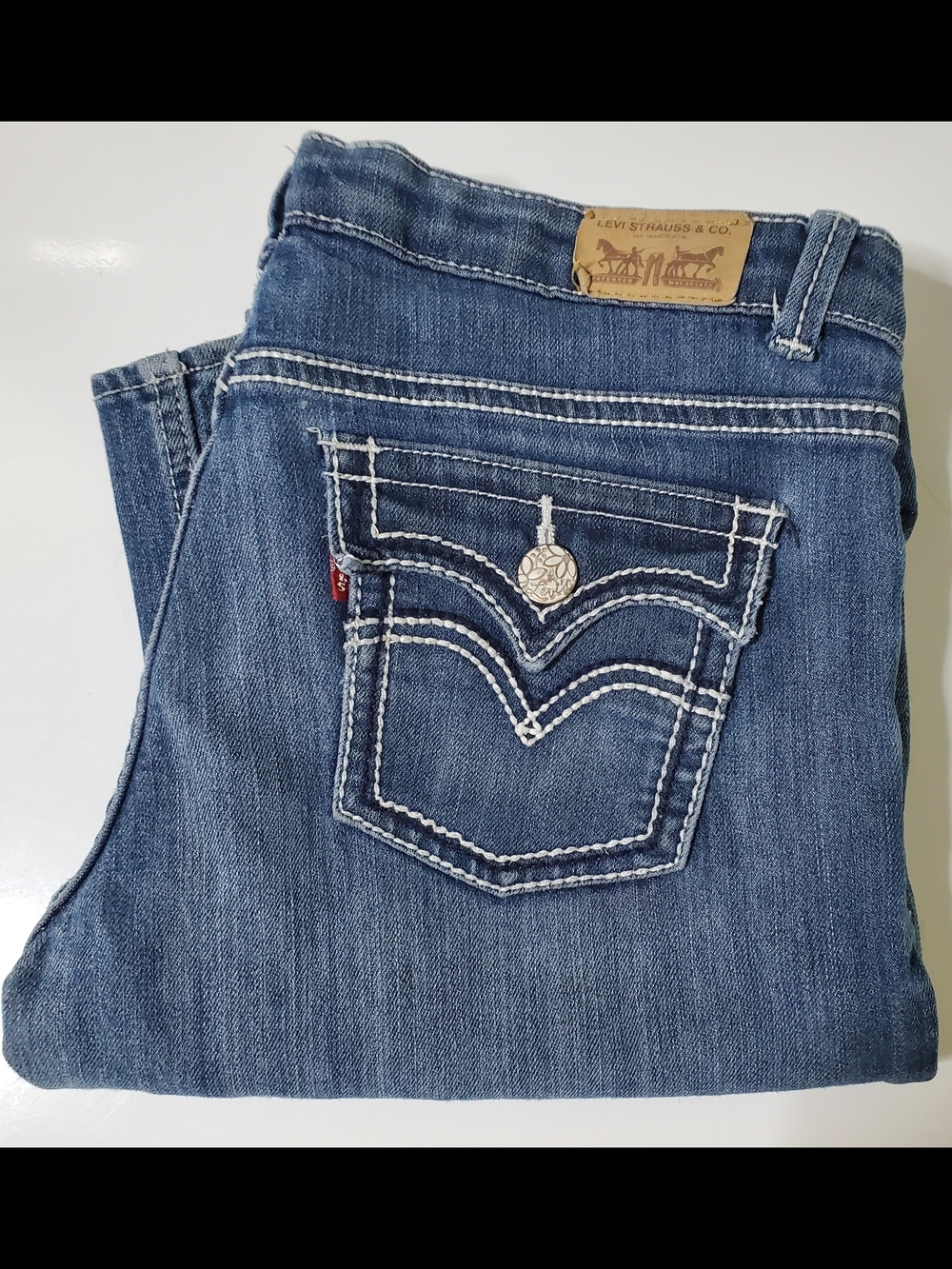 Levi's Kids Blue Bootcut Jeans with White Contrast Stitching